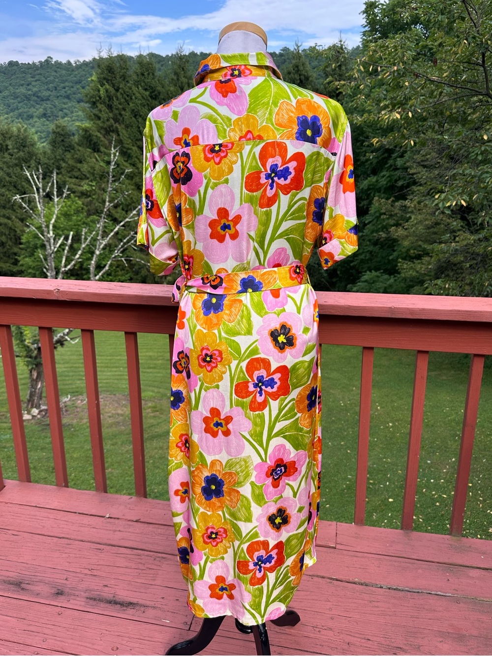 FRNCH Paige Button Front Dress Spicy Garden Creme - Picture 3 of 7